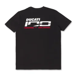 T-shirt sportiva nera in Cotone con logo Ducati 100