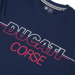 T-shirt Uomo blu con maxi logo frontale Ducati Corse