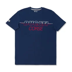T-shirt Uomo blu con maxi logo frontale Ducati Corse