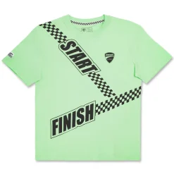 T-shirt verde bambino chiaro in cotone con stampa Ducati Corse