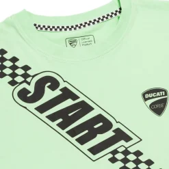 T-shirt verde bambino chiaro in cotone con stampa Ducati Corse