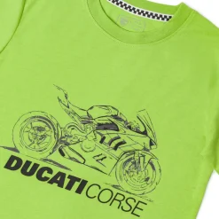 T-shirt verde da Bambino a manica corta con grafica Ducati Corse