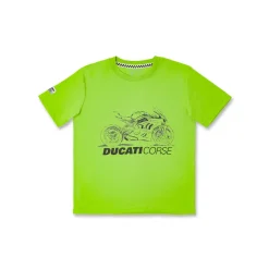 T-shirt verde da Bambino a manica corta con grafica Ducati Corse