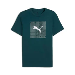 T-shirt verde da Uomo con logo frontale GRAPHIC Box Tee Puma