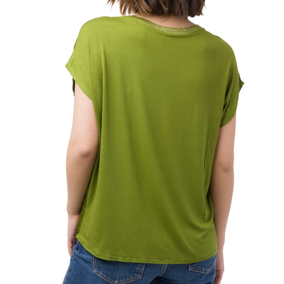 T-shirt verde elegante da Donna con dettaglio glitter