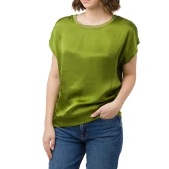 T-shirt verde elegante da Donna con dettaglio glitter