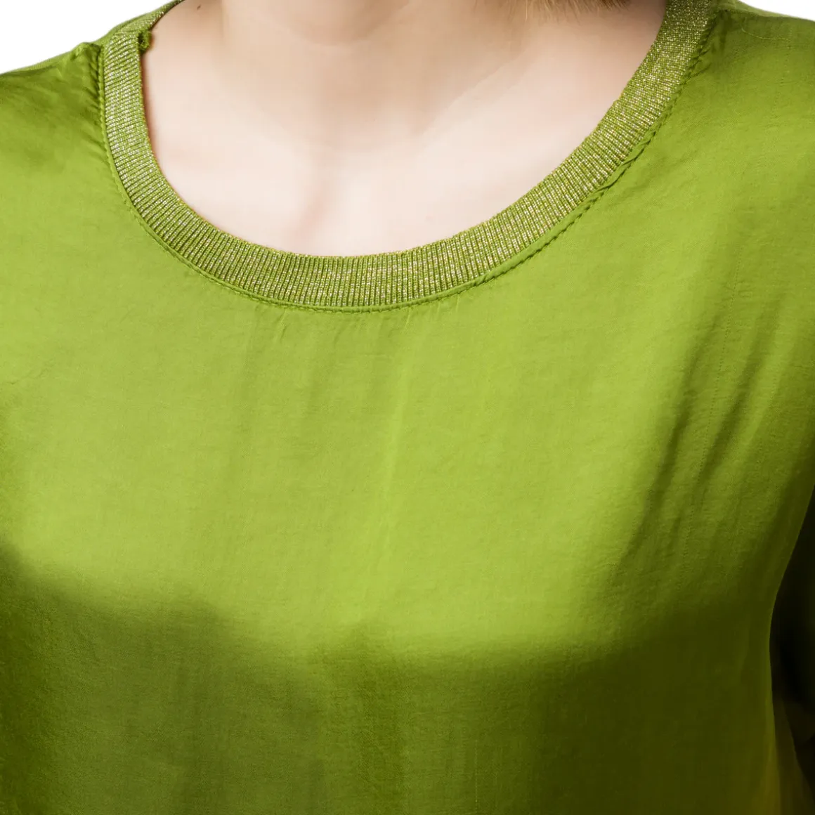 T-shirt verde elegante da Donna con dettaglio glitter