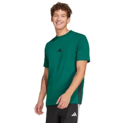 T-shirt verde scuro da Uomo con logo e strisce laterali adidas