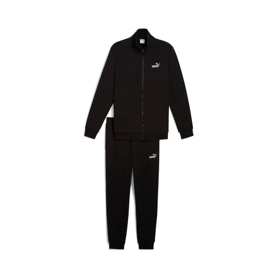 Tuta completo coordinato da uomo nero con logo e zip intera Puma