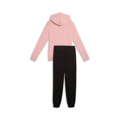 Tuta da donna rosa e nera Puma con felpa con cappuccio e zip