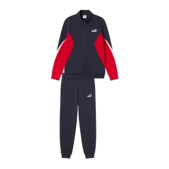 Tuta sportiva da bambino blu con zip e logo bianco Puma ESS BLOCK TR