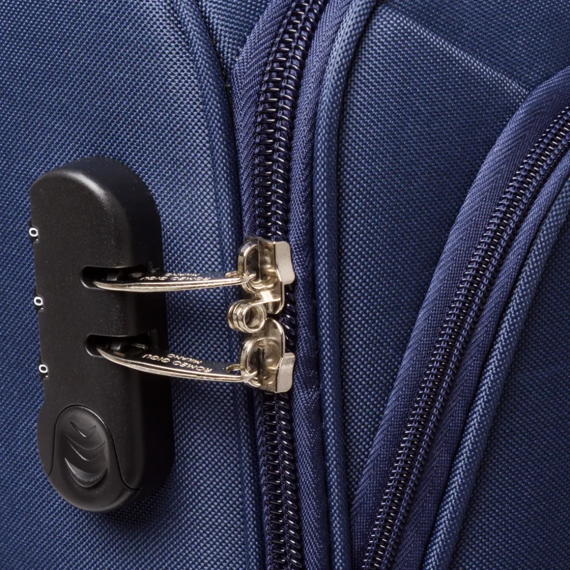 Valigia da viaggio media blu Romeo Gigli Milano con 4 ruote spinner