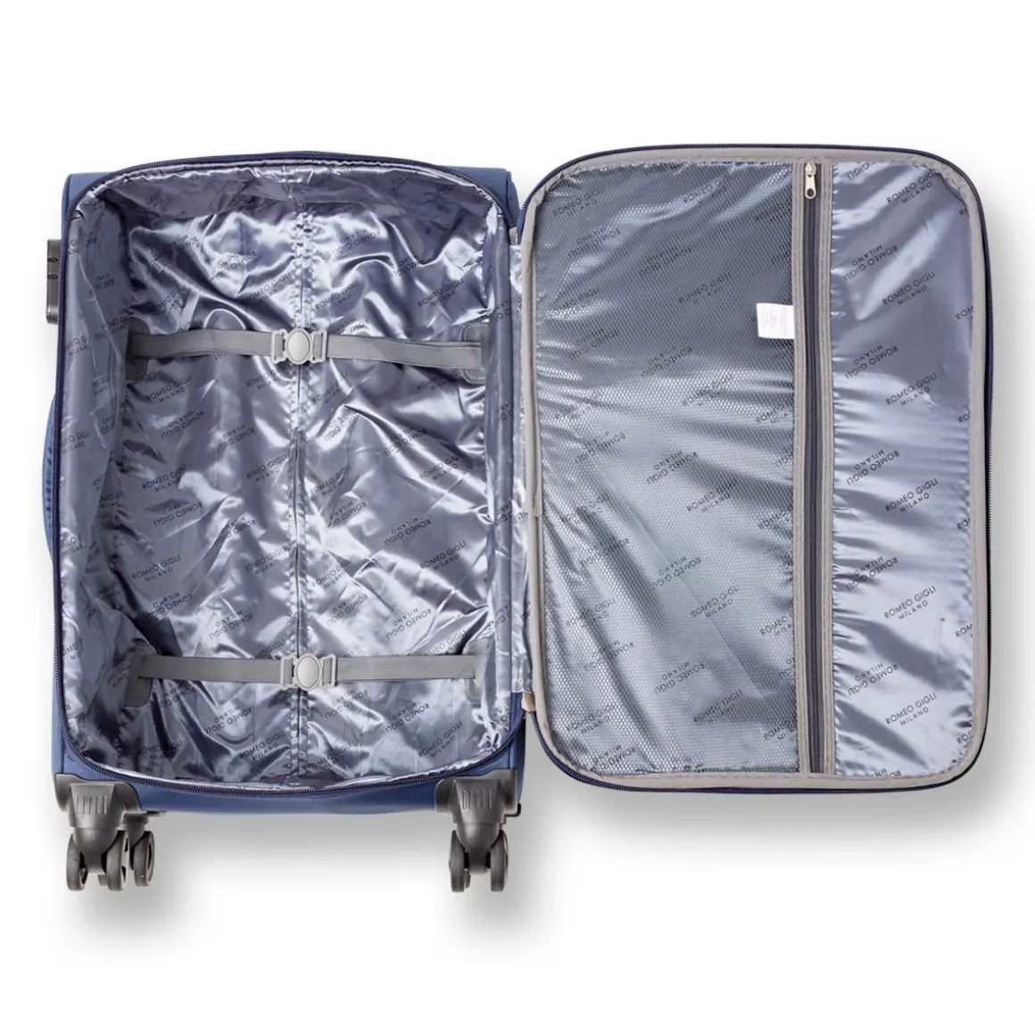 Valigia da viaggio media blu Romeo Gigli Milano con 4 ruote spinner