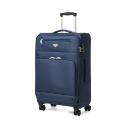 Valigia media blu in tessuto con combinazione Romeo Gigli Milano