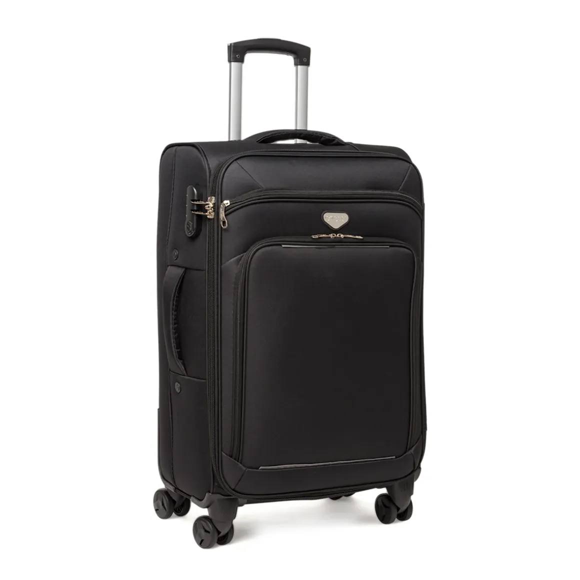 Valigia media trolley nera Romeo Gigli Milano in tessuto resistente