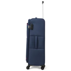 Valigia trolley blu in tessuto con dettagli rossi Romeo Gigli Milano