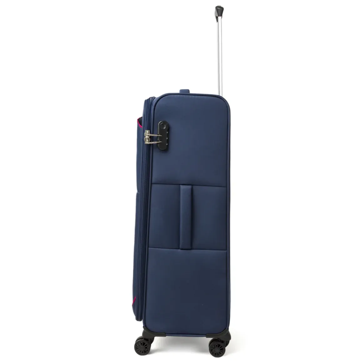 Valigia trolley blu in tessuto con dettagli rossi Romeo Gigli Milano