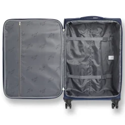 Valigia trolley blu in tessuto con dettagli rossi Romeo Gigli Milano