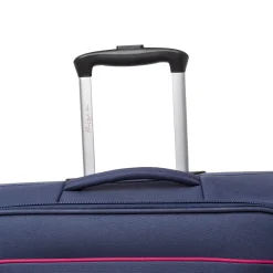 Valigia trolley blu in tessuto con dettagli rossi Romeo Gigli Milano