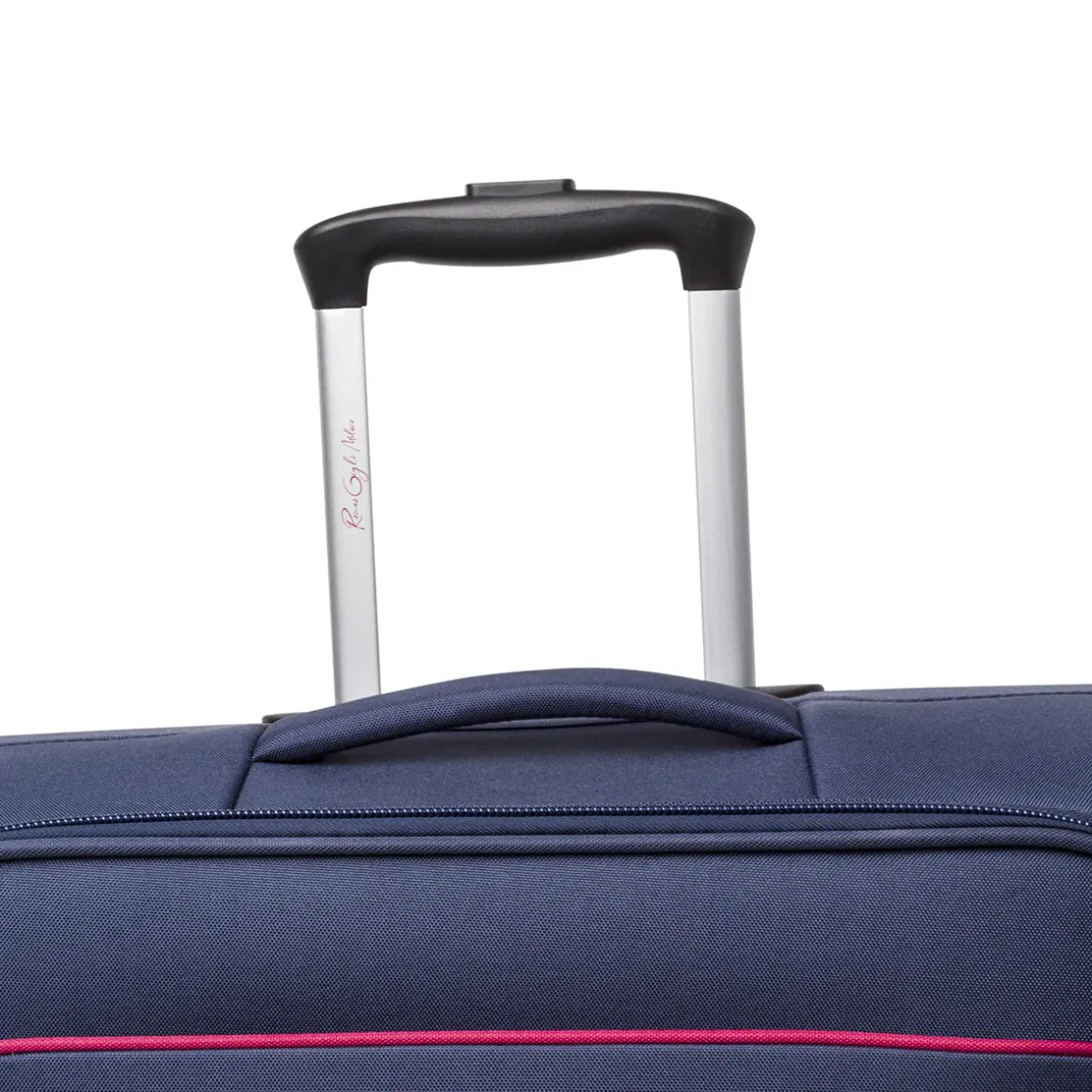 Valigia trolley blu in tessuto con dettagli rossi Romeo Gigli Milano