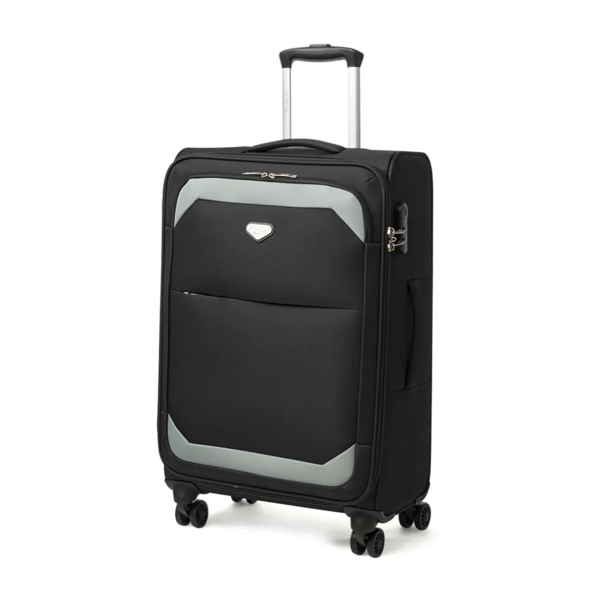 Valigia trolley media in tessuto resistente nera Romeo Gigli Milano