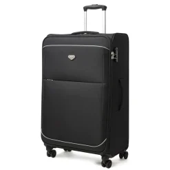 Valigia trolley nera da stiva in tessuto resistente Romeo Gigli Milano