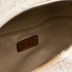 Zaino da donna beige con logo e dettagli marroni Swish Jeans
