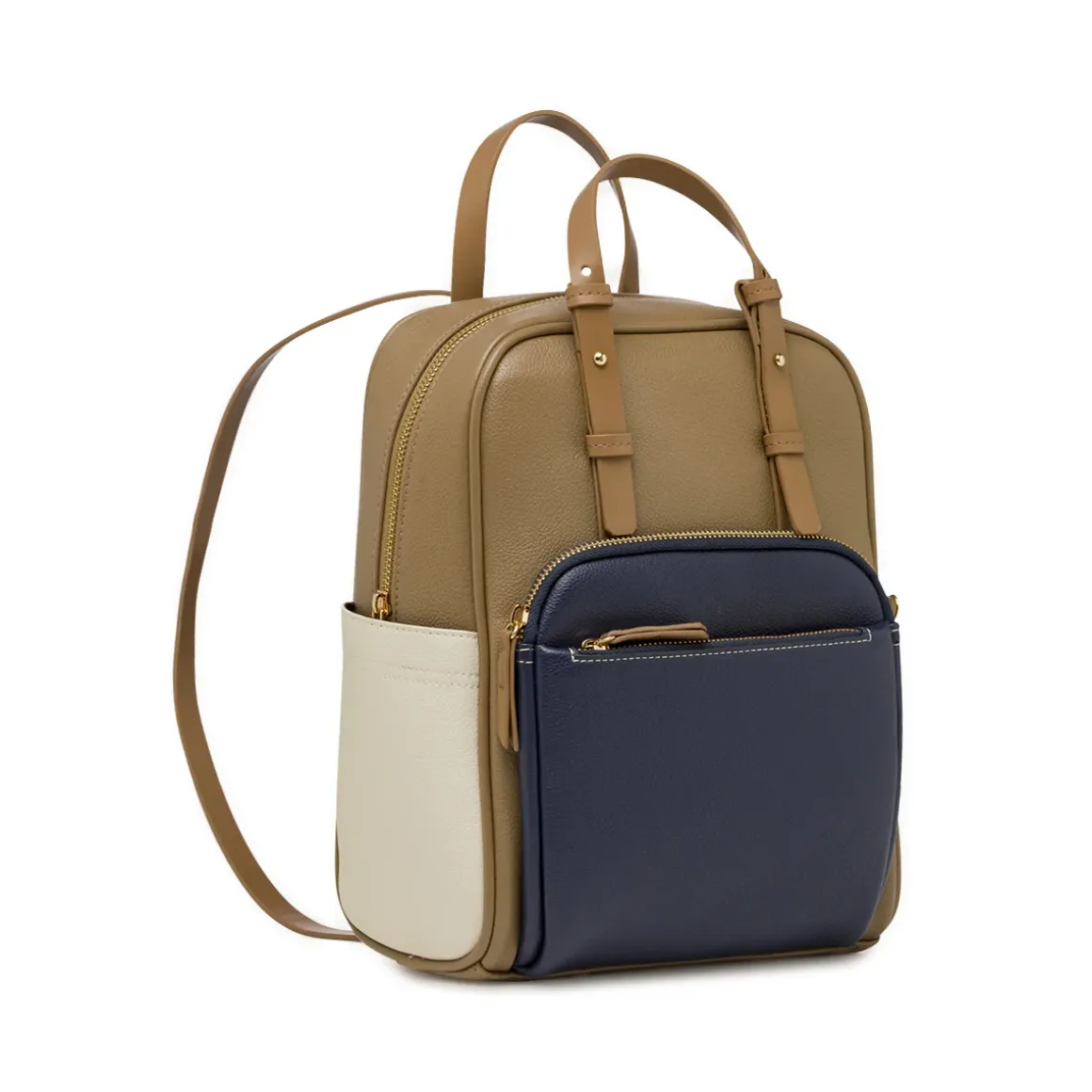 Zaino da donna taupe con tasca blu navy Lora Ferres