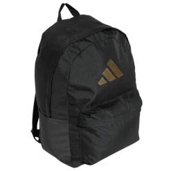 Zaino nero con logo oro e numerose tasche adidas