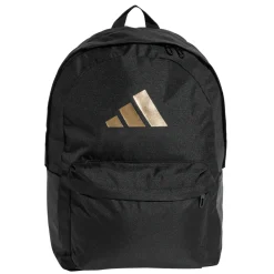 Zaino nero con logo oro e numerose tasche adidas