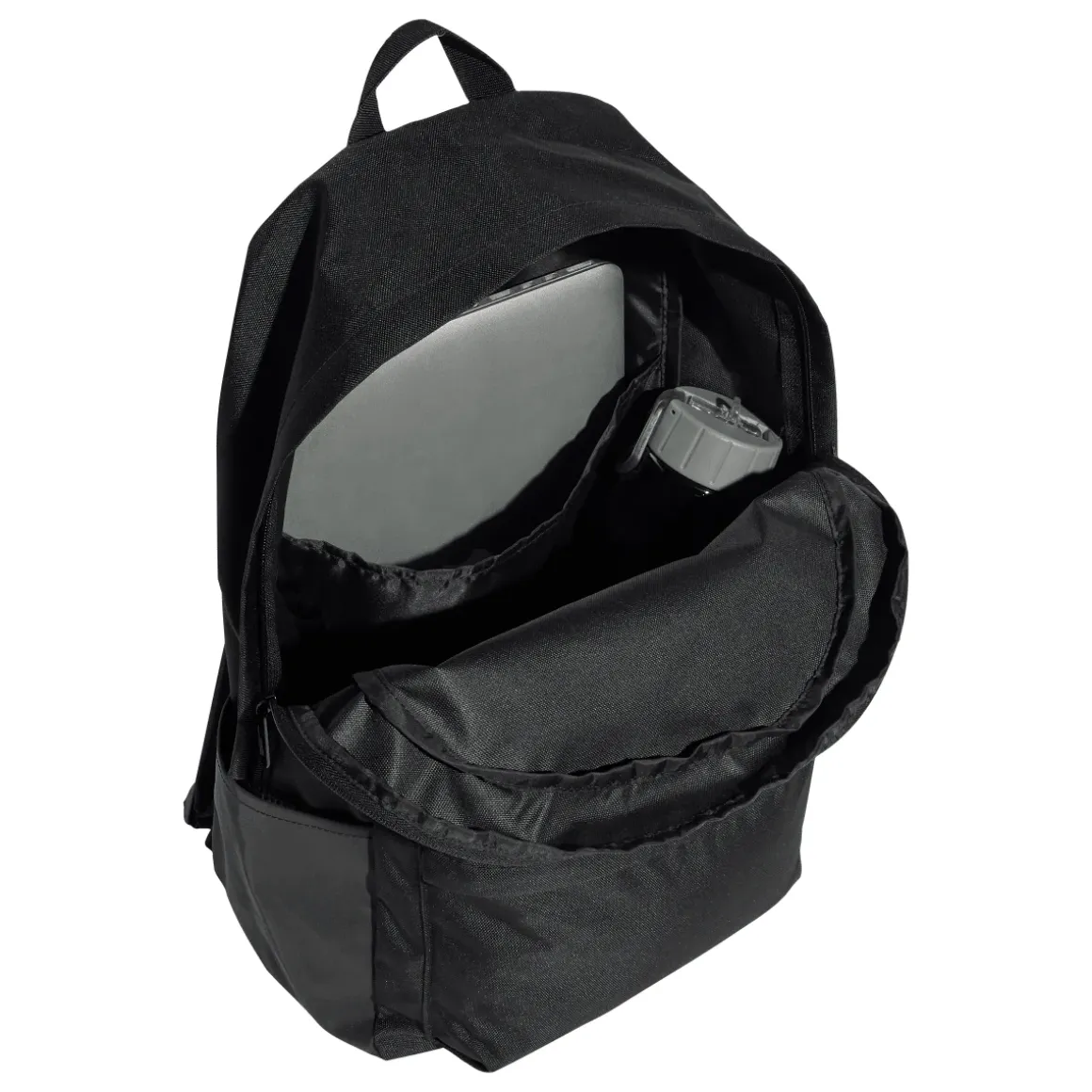 Zaino nero con logo oro e numerose tasche adidas
