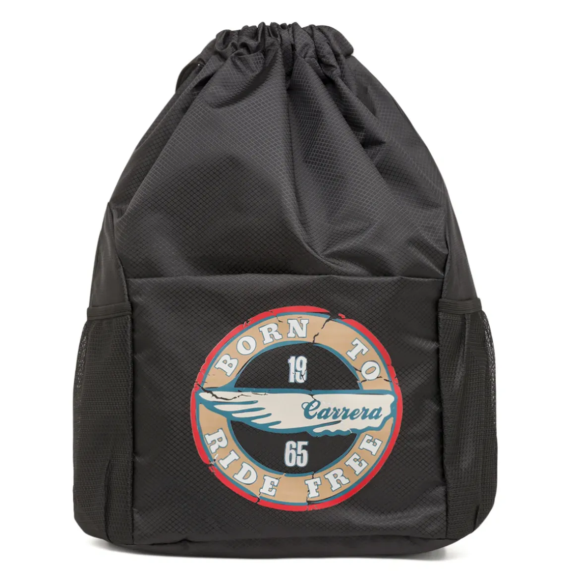 Zaino Sacca Nero Uomo con logo vintage e tasce laterali Carrera Jeans