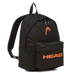 Zaino sportivo nero Unisex con tasche e logo arancione Head