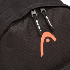 Zaino sportivo nero Unisex con tasche e logo arancione Head