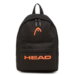 Zaino sportivo nero Unisex con tasche e logo arancione Head