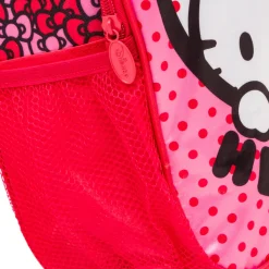 Zaino trolley piccolo da scuola rosso e rosa con stampa Hello Kitty