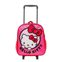Zaino trolley piccolo da scuola rosso e rosa con stampa Hello Kitty