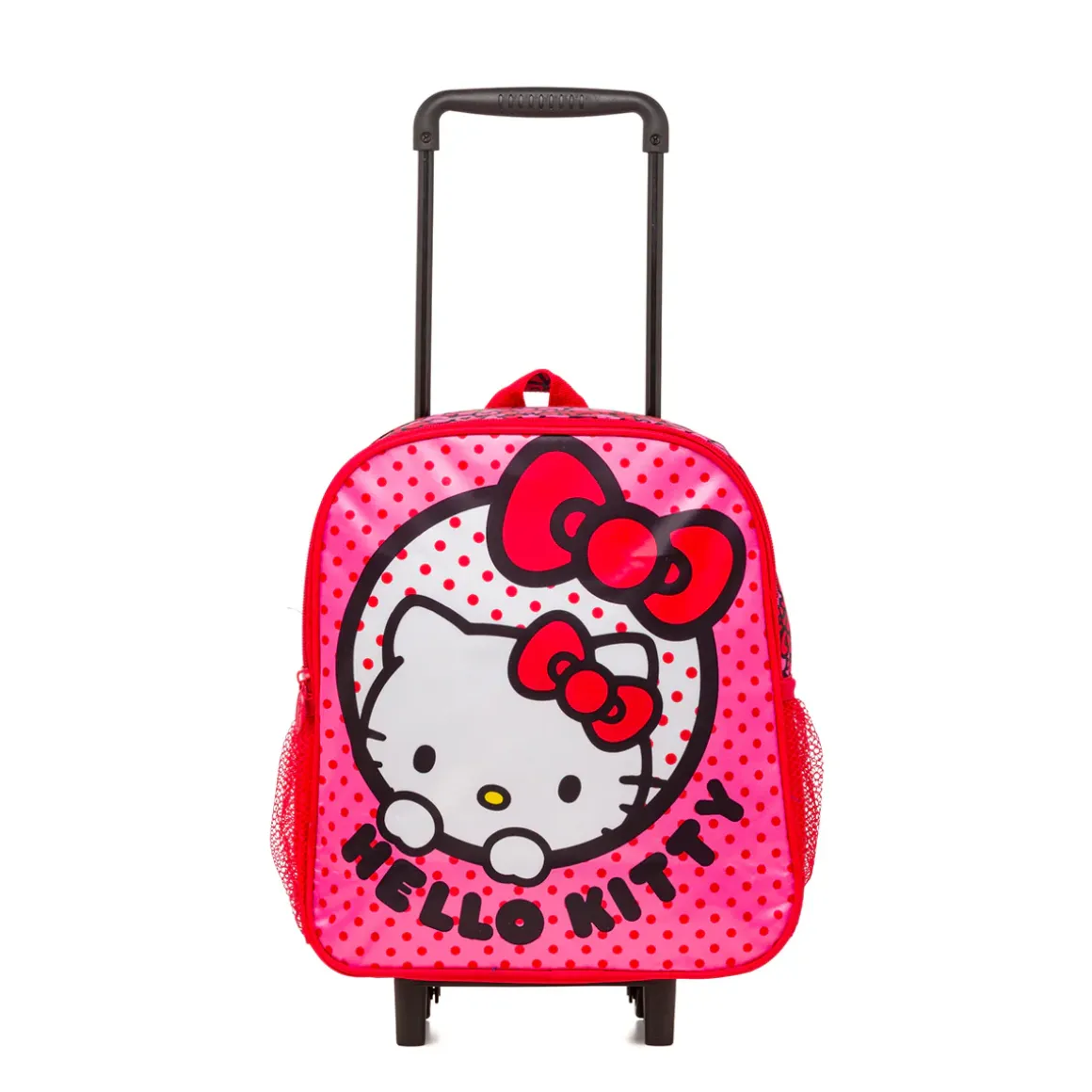 Zaino trolley piccolo da scuola rosso e rosa con stampa Hello Kitty