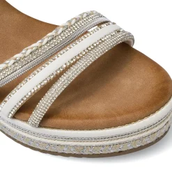 Zeppe bianche da Donna con effetto sughero e tacco 6,5 cm Lora Ferres