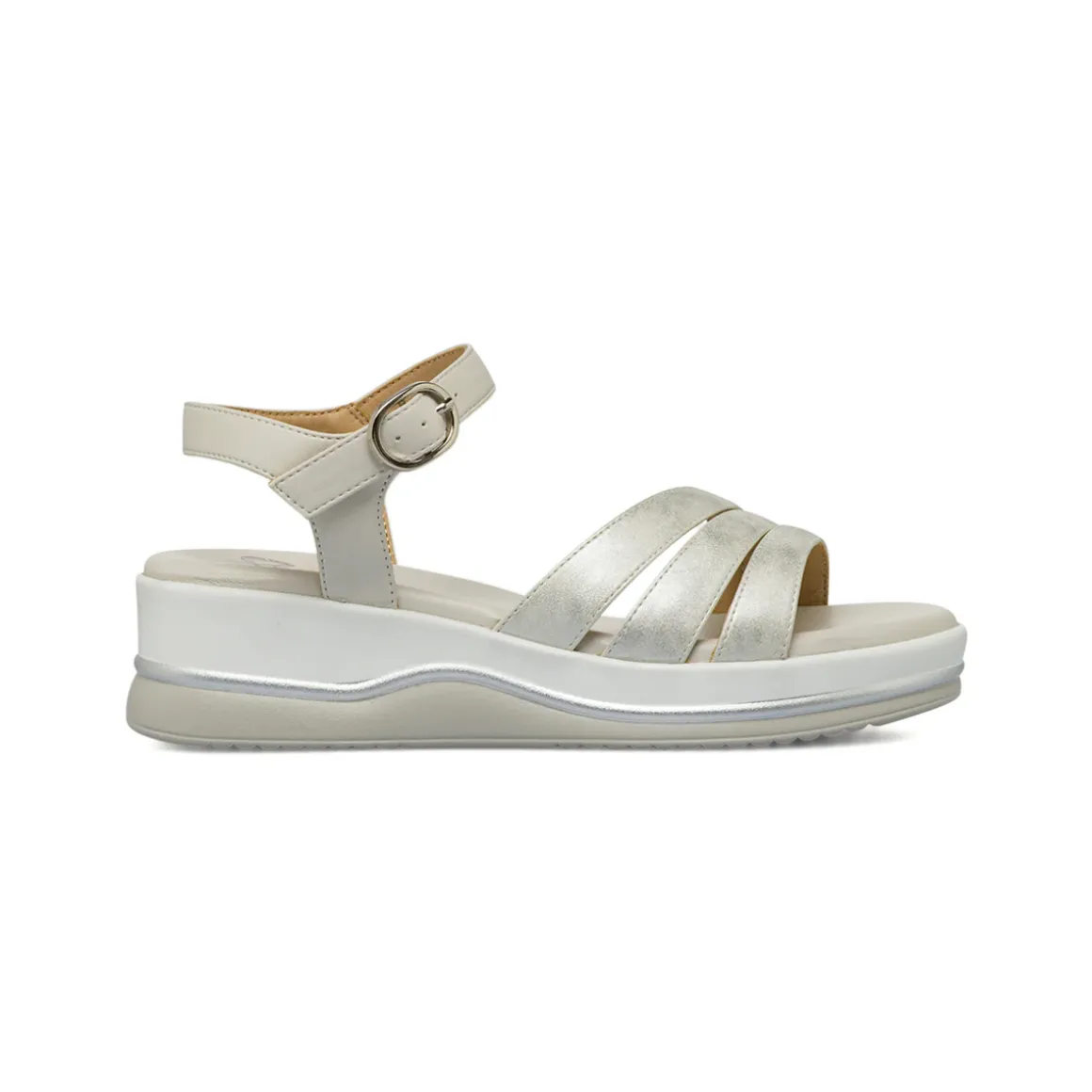 Zeppe bianche e argento da Donna comfort effetto perlato cm P Soft