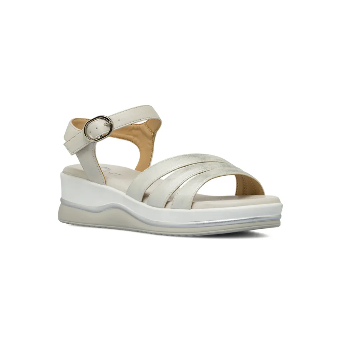 Zeppe bianche e argento da Donna comfort effetto perlato cm P Soft