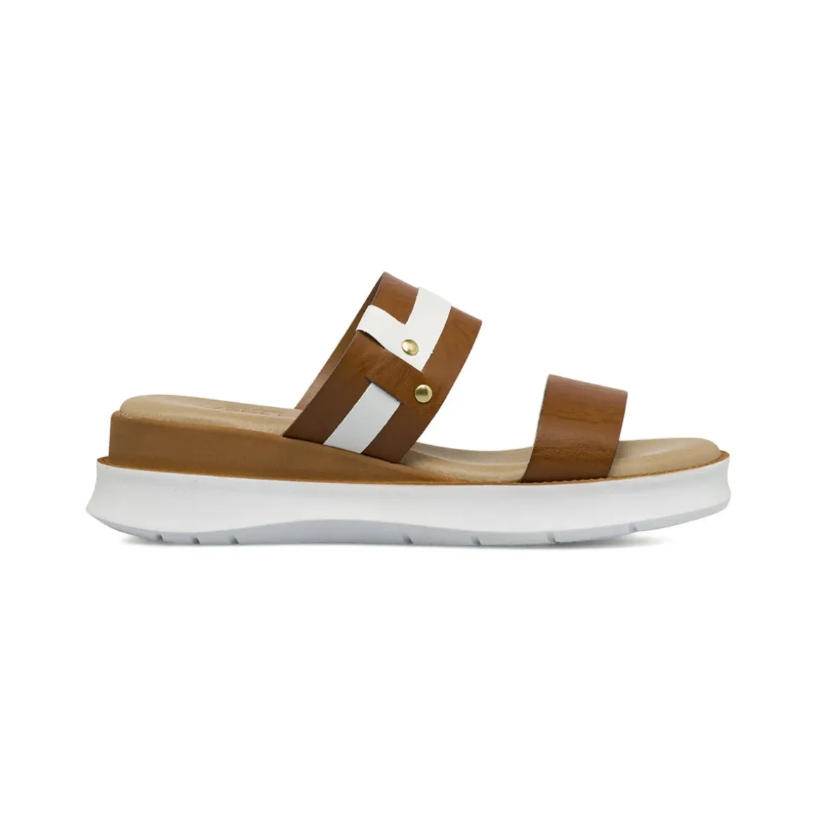 Zeppe comfort marroni da Donna bicolore con borchie P Soft