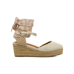 Zeppe da Donna beige sabbia con nastro foulard tacco 8,5 Jeep Spirit