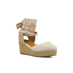 Zeppe da Donna beige sabbia con nastro foulard tacco 8,5 Jeep Spirit