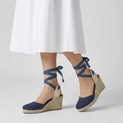 Zeppe espadrillas blu da Donna con lacci alla caviglia Lora Ferres