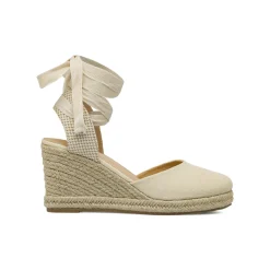 Zeppe in tela beige da Donna con lacci stile espadrillas Lora Ferres