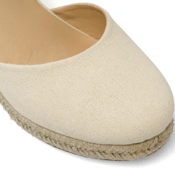 Zeppe in tela beige da Donna con lacci stile espadrillas Lora Ferres