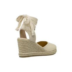 Zeppe in tela beige da Donna con lacci stile espadrillas Lora Ferres
