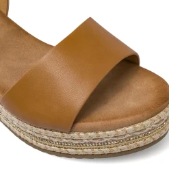 Zeppe marroni da Donna con plateau in corda e strass Lora Ferres
