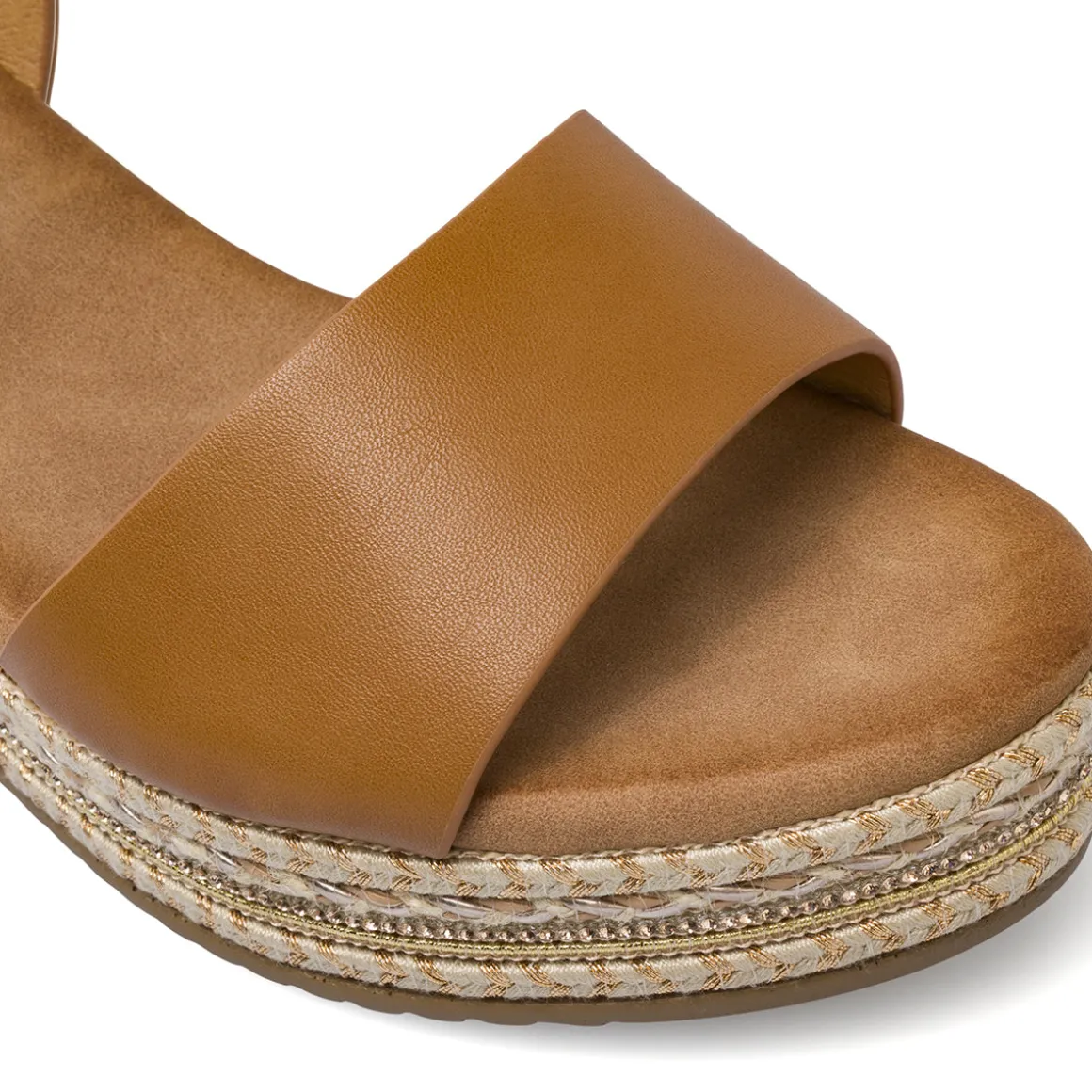 Zeppe marroni da Donna con plateau in corda e strass Lora Ferres